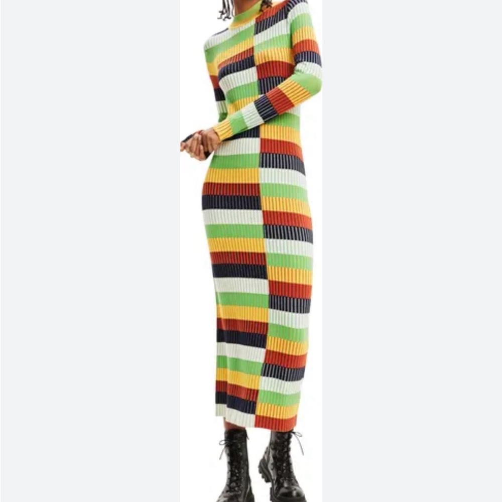 Desigual Multicolor Striped Long Sleeve Dress